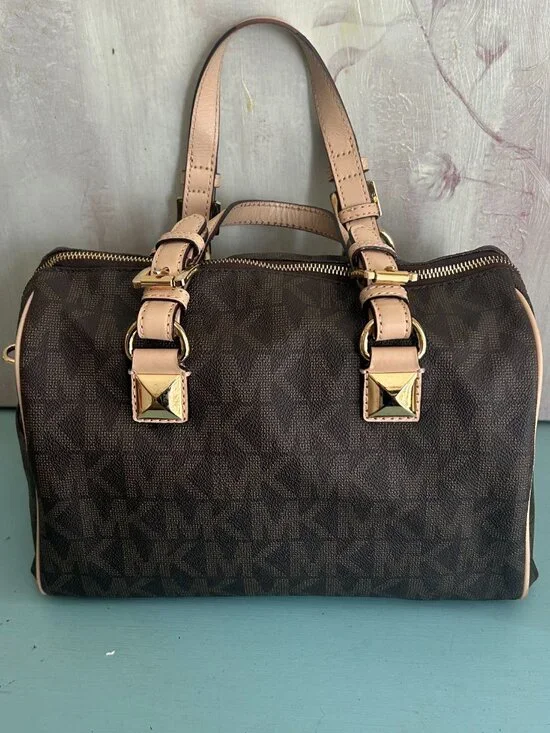 Michael Kors Grayson Monogram Leather Boston Bag Purse Matching Jet Set Wallet - Picture 9 of 16